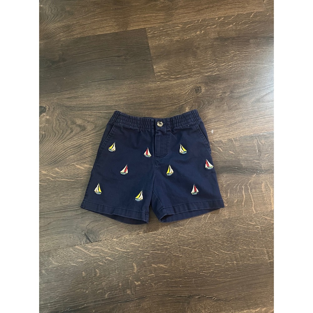 Ralph Lauren Baby Boys Navy Blue Sailboat Embroidered Chino Shorts 18M